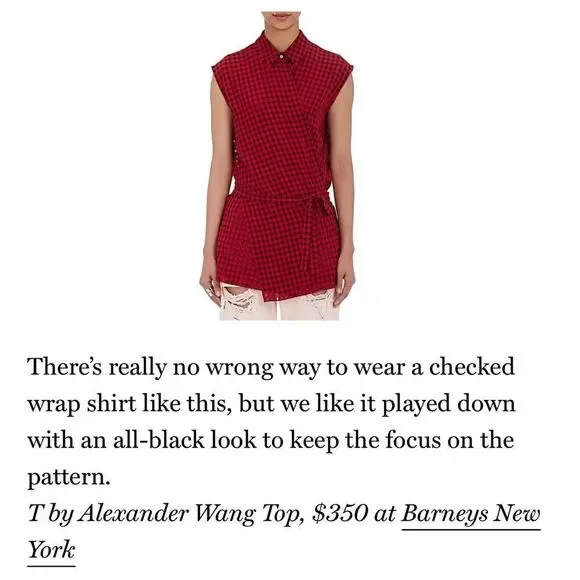 T by Alexander Wang Checkered Wrap Shirt - Picture 2 of 9